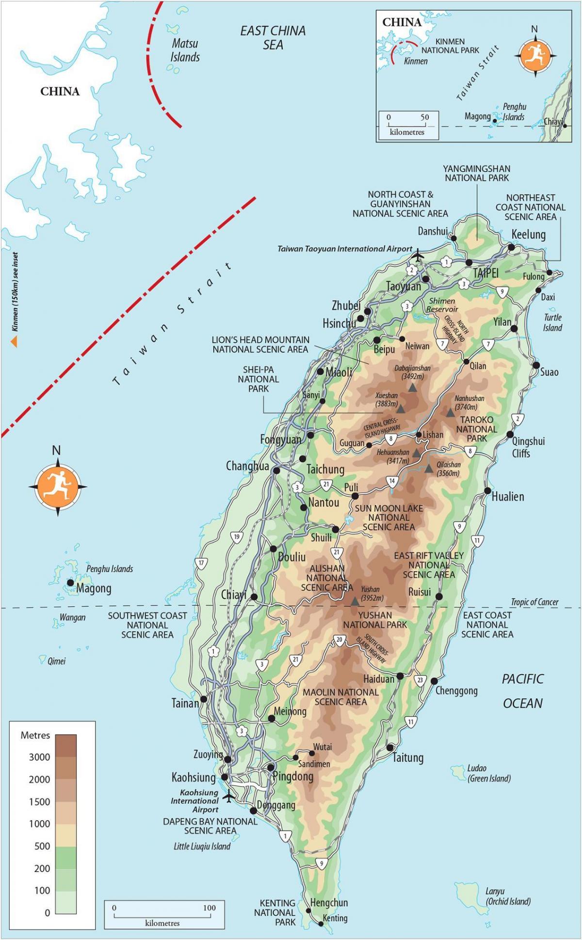 Mapa de altitud de Taiwán