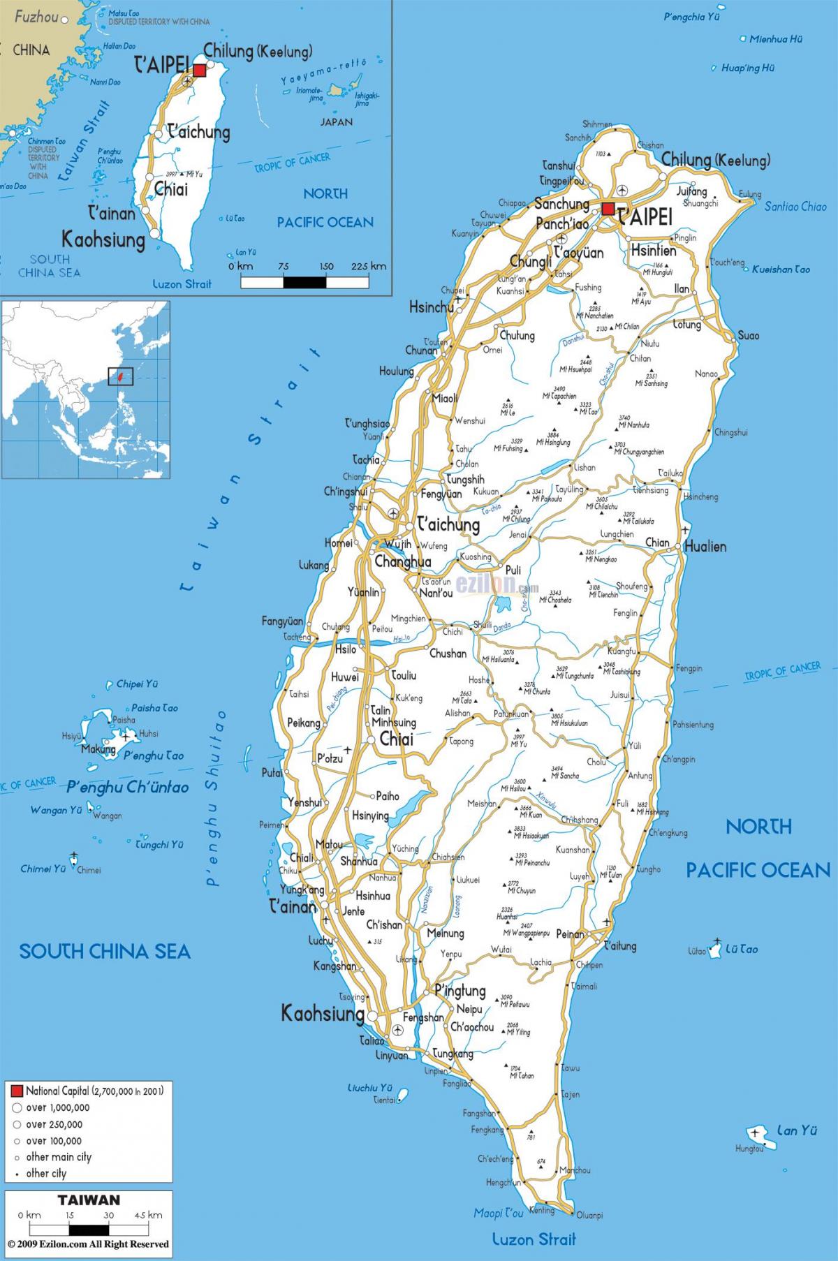 Mapa de conducción de Taiwán